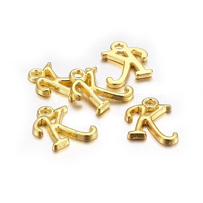 Golden Plated Alloy Letter Pendants X-PALLOY-J718-01G-K-1