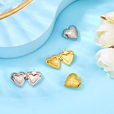 4Pcs 2 Colors Brass Locket Pendants KK-TA0001-66-1