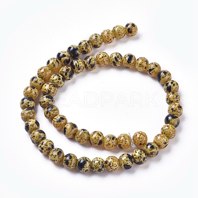 Retro Style Handmade Lampwork Beads Strands LAMP-D179-01-8MM-1