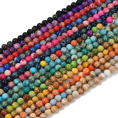 Dyed Natural Regalite/Imperial Jasper/Sea Sediment Jasper Beads Strands G-B124-C04-1