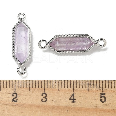Natural Amethyst Faceted Double Terminal Pointed Hexagon Connector Charms G-G181-04P-02-1