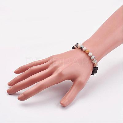 Natural & Synthetic Mixed Stone & Lava Rock Stretch Bracelets BJEW-JB03072-1