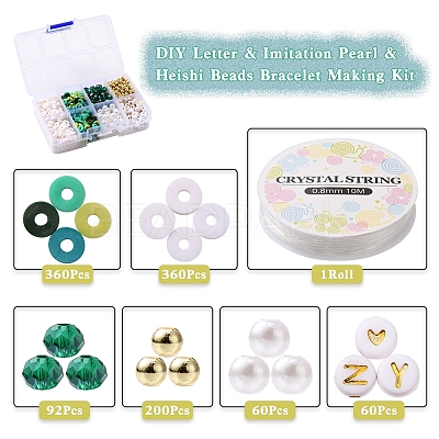 DIY Letter & Imitation Pearl & Heishi Beads Bracelet Making Kit DIY-YW0005-23A-1
