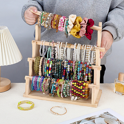 4-Tier Wood Bracelet Organizer Display Stands BDIS-WH0010-16C-1