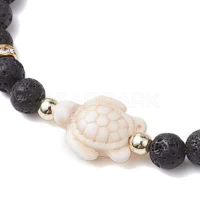 Adjustable 6mm Round Natural Lava Rock Braided Bead Bracelets BJEW-JB10615-02-1