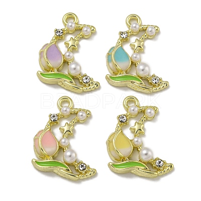 Rack Plating Alloy Enamel Pendants PALLOY-F312-12G-1