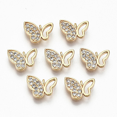 Brass Micro Pave Clear Cubic Zirconia Charms RJEW-T063-37G-NF-1