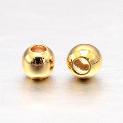 Real 18K Gold Plated Brass Round Spacer Beads X-KK-L147-197-2mm-NR-1