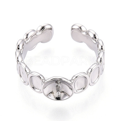 Oval Brass Cuff Ring Settings KK-T076-66P-1