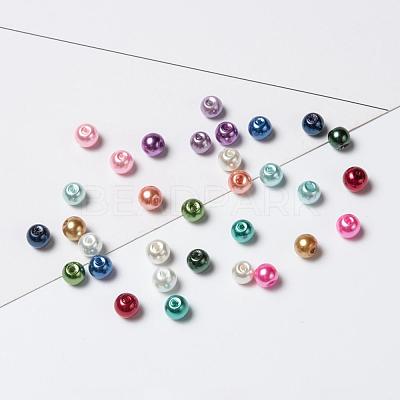 15 Colors Glass Pearl Beads HY-X0010-6mm-01-1