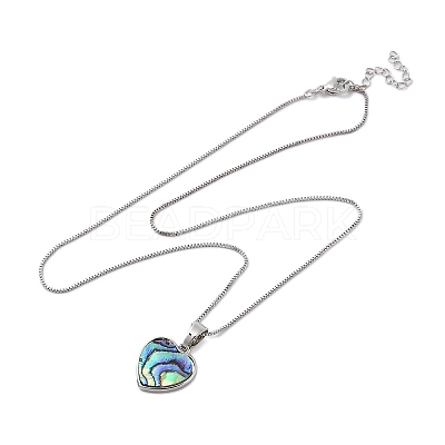 Rack Plating Natural Paua Shell Pendants Necklace NJEW-B104-01F-01P-1