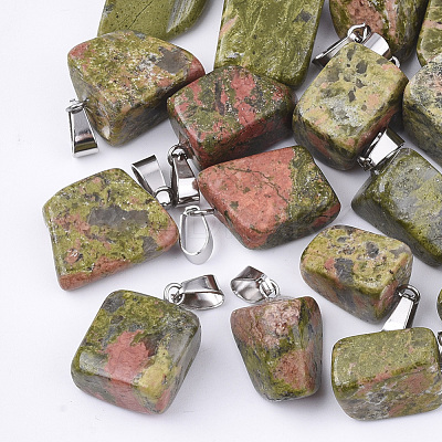 Natural Unakite Pendants G-Q996-23-1