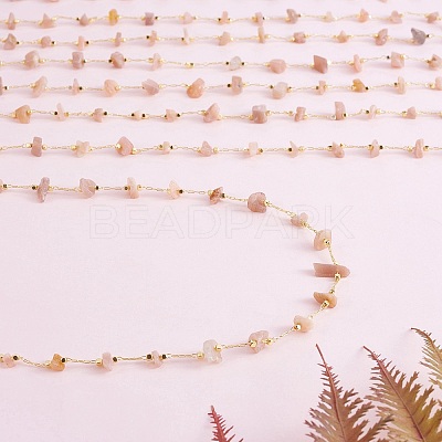 Natural Sunstone Chips Beaded Chains CHC-SZ0001-62D-1