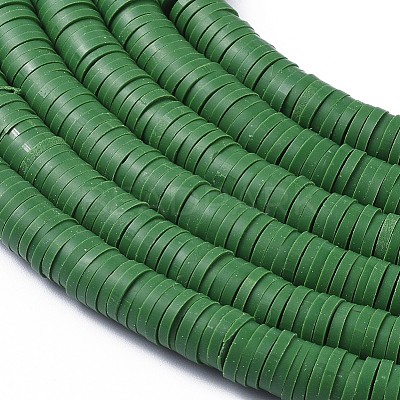 Flat Round Handmade Polymer Clay Beads CLAY-R067-8.0mm-46-1