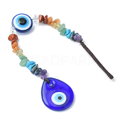 Gemstone Chip Beaded Pendant Decorations HJEW-JM01129-01-1
