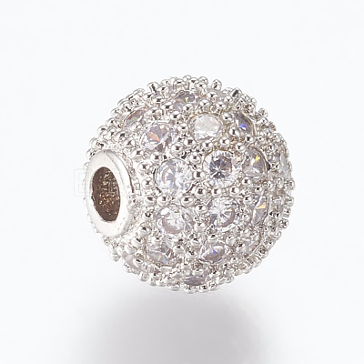 Brass Micro Pave Cubic Zirconia Beads ZIRC-E134-8mm-04P-1