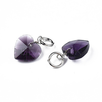 Faceted Transparent Glass Charms GLAA-T024-04-1