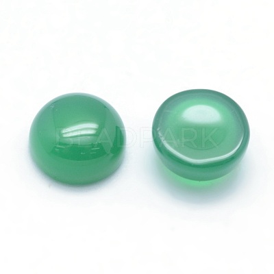 Natural Dyed & Heated Green Onyx Agate Cabochons G-P393-R05-10MM-1