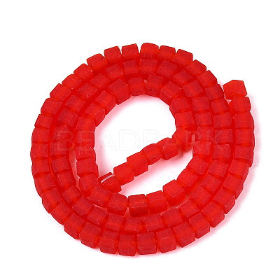 Transparent Frosted Glass Beads Strands GLAA-N072-01A-A07-1