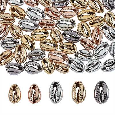 50Pcs 5 Colors Electroplated Shell Beads BSHE-SZ0001-09-1