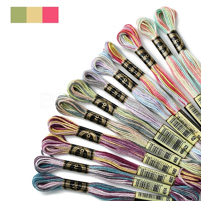 12 Skeins 6 Colors 6-Ply Polyester Embroidery Floss OCOR-FS0001-01B-03-1