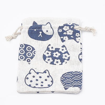 Kitten Polycotton(Polyester Cotton) Packing Pouches Drawstring Bags ABAG-T006-A19-1