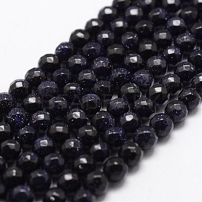 Synthetic Blue Goldstone Beads Strands G-D840-14-4mm-1