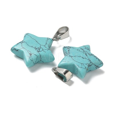Synthetic Turquoise Pendants G-B127-12P-09-1