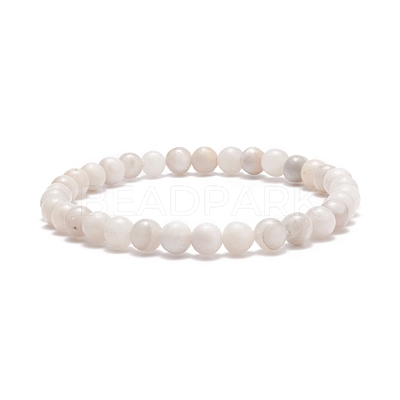 Natural Crazy Agate Round Beaded Stretch Bracelet BJEW-JB08643-1