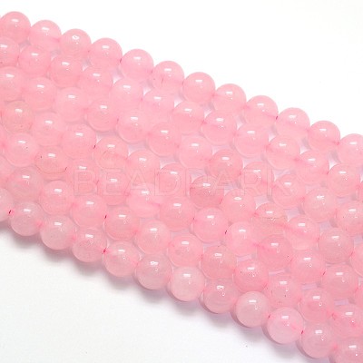 Dyed Rose Quartz Round Beads Strands G-O047-05-8mm-1