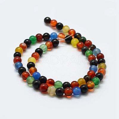 Natural Agate Beads Strands G-F417-05-14mm-1