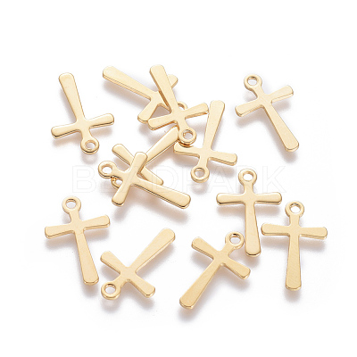 201 Stainless Steel Tiny Cross Charms STAS-L233-081G-1