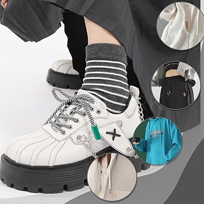 40Pcs 10 Colors Spray Printed Alloy Aglets for Shoelaces FIND-DC0005-09-1