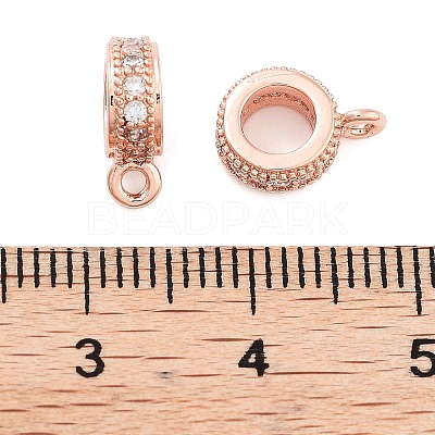 Rack Plating Brass Micro Pave Cubic Zirconia Tube Bails KK-Z052-01RG-1