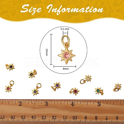 16Pcs 8 Colors Brass Micro Pave Cubic Zirconia Pendants KK-SZ0003-92-1