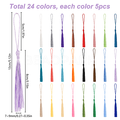 120Pcs 24 Colors Polyester Tassel Decorations HJEW-SP0001-06-1