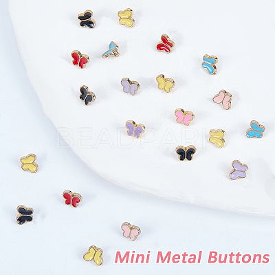 140Pcs 7 Colors Alloy Enamel Buttons FIND-GF0008-28-1