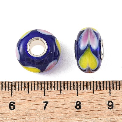 Lampwork & Brass Core European Beads LAMP-P019-01P-01-1