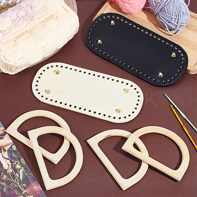 2Pcs 2 Colors Oval PU Leather Knitting Crochet Bags Nail Bottom Shaper Pads DIY-PH0029-30A-1