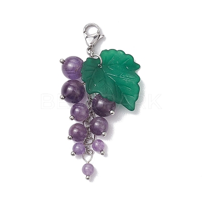 Grape Natural Amethyst Pendant Decorations HJEW-TA00266-01-1