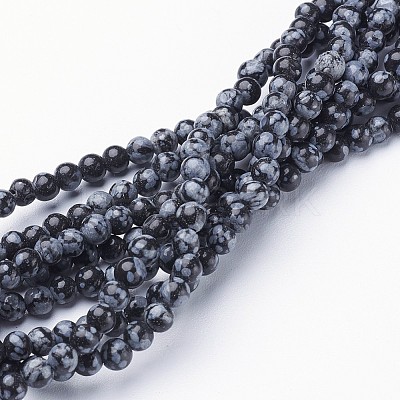 Natural Snowflake Obsidian Beads Strands X-GSR4mmC009-1