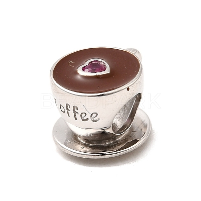 925 Sterling Silver Enamel European Beads STER-Z013-07P-08-1