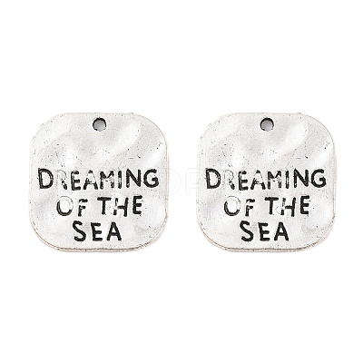 Hammered Square Carved Word Dreaming of the Sea Tibetan Style X-PALLOY-A15333-AS-1