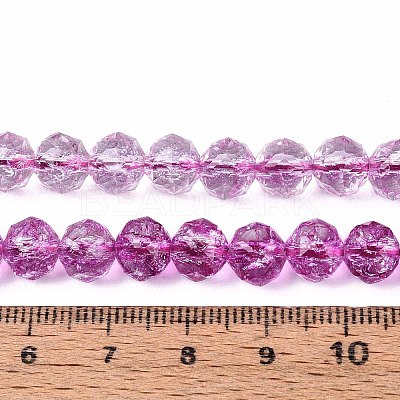 Crackle Transparent Glass Beads Strands X1-GLAA-N063-8mm-05-1