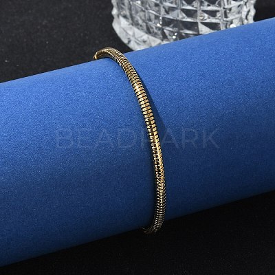 Ion Plating(IP) 304 Stainless Steel Round Snake Chain Bracelets BJEW-O186-08A-G-1