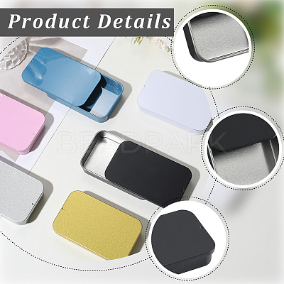 6Pcs Slide Top Tinplate Trinket Storage Boxes CON-SP0001-23B-1