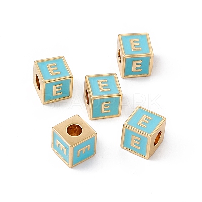 Rack Plating Brass Enamel Beads KK-B060-04G-06E-1