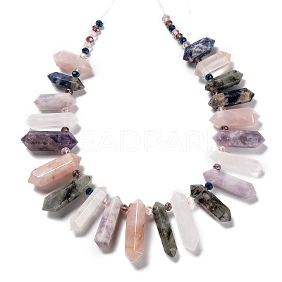 Natural Amethyst & Rose Quartz & Quartz Crystal & Blue Spot Jasper & Lepidolite & Labradorite Beads Strands G-H247-06A-1