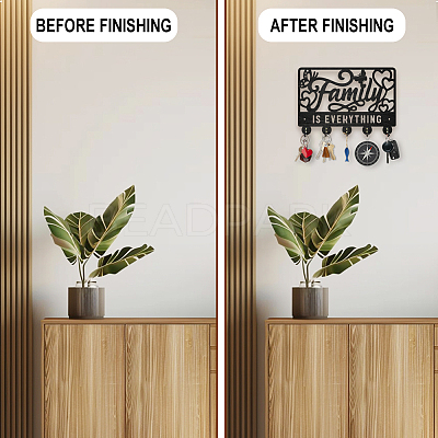 Wood & Iron Wall Mounted Hangers HJEW-WH0055-227-1