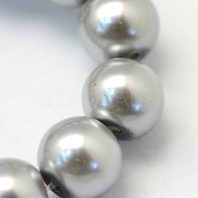 Baking Paint Pearlized Glass Pearl Round Bead Strands X-HY-Q003-10mm-34-1